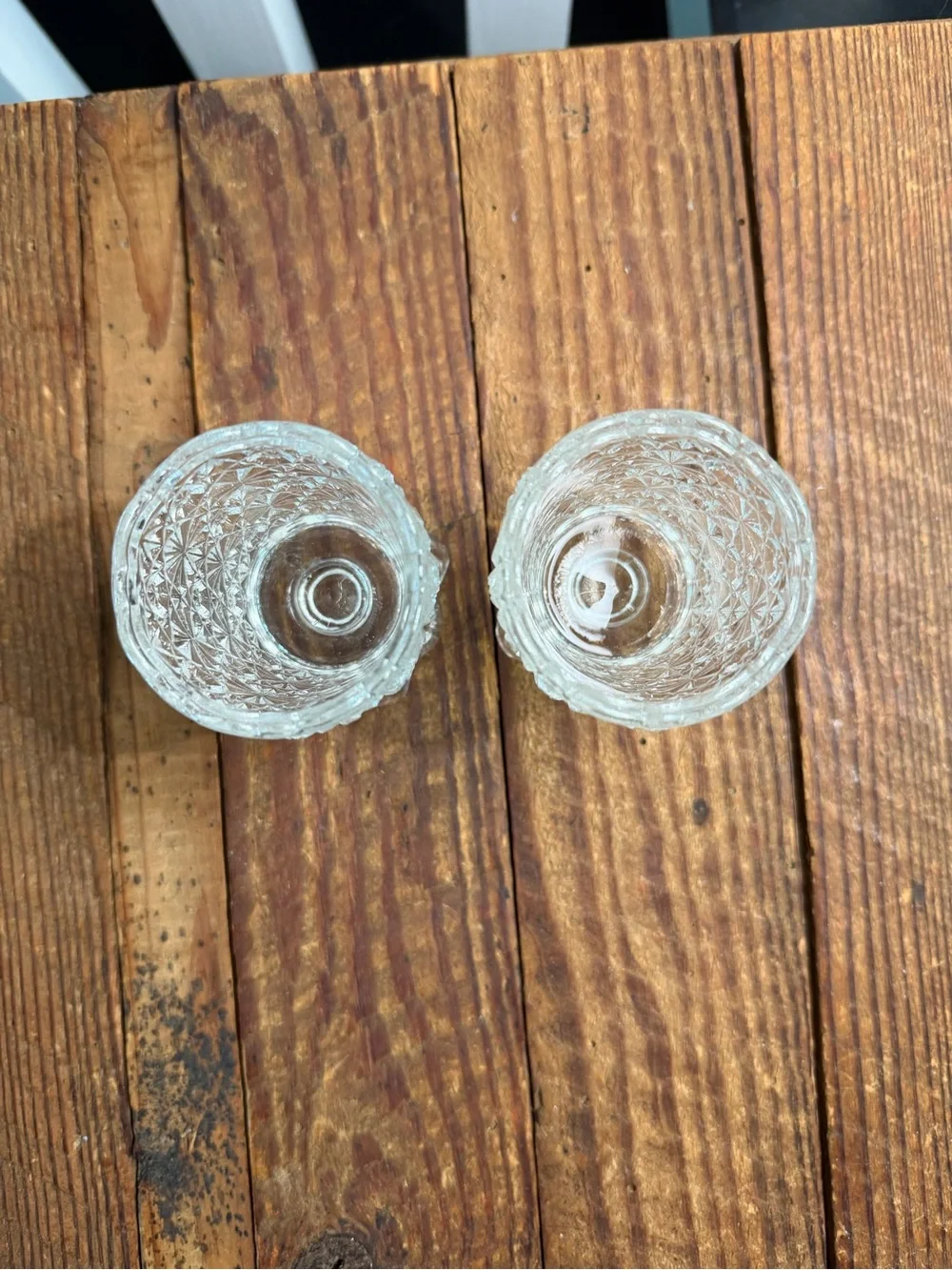 Pair of Clear Pressed Glass Peg or Tabletop Votive Cups